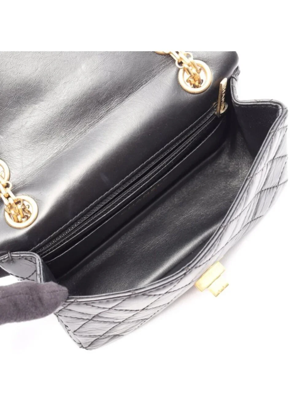 Chanel Shoulder Bag 2.55 Mini Quilted Black Calf Chain